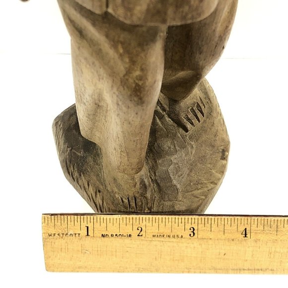 Vintage Hand Carved Wood Folk Art Man Colonial Figure Statue Sculpture 15 3/4-in - Picture 12 of 12